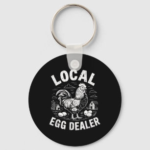 Local Egg Dealer Retro Funny Chicken Easter Farmho Keychain