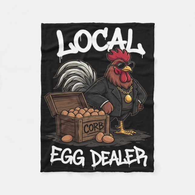 Local Egg Dealer Roster Farmer Funny Chicken Easte Fleece Blanket (Front)