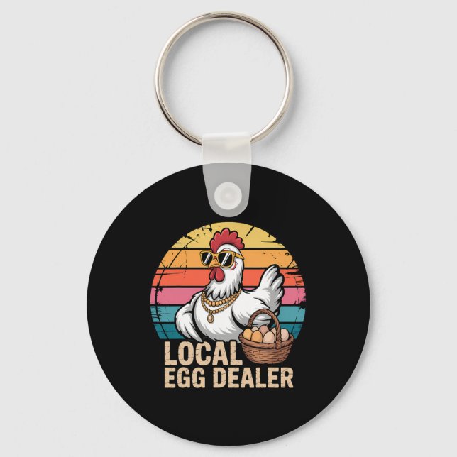 Local Egg Dealer Roster Farmer Funny Chicken Easte Keychain (Front)
