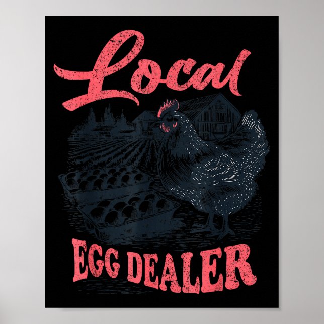 Local Egg Er Retro Chicken Funny Farmer Easter Adu Poster (Front)