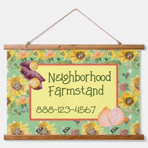 Local Farmstand Signage Wood Topped Wall Tapestry
