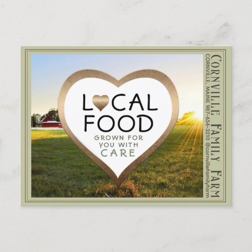 Local Food Custom Farm Logo with Heart Postcard