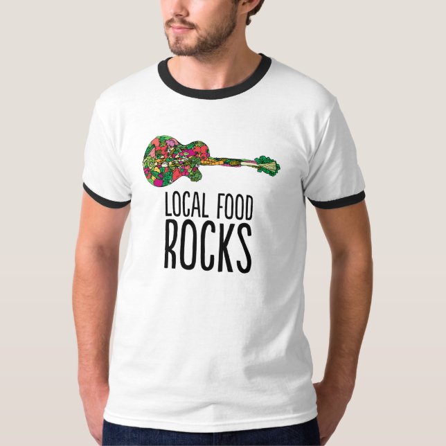 Local Food Rocks Guys T-Shirt (Front)