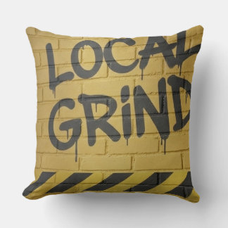 "Local Grind" Street Art Dustr Black And Yellow Throw Pillow
