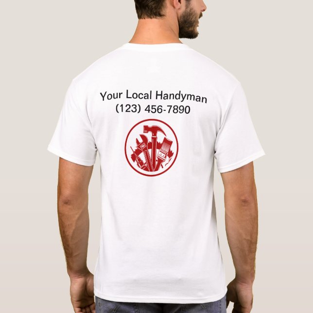 Local Handyman Budget Logo Work Shirts (Back)