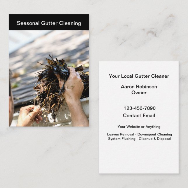 Local Home Gutter Cleaning Services Business Card (Front/Back)