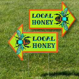 Local Honey For Sale Bee Arrow Ground Sign