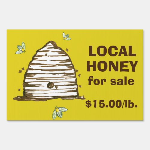 Local Honey For Sale Bee Skeps Yellow Sign