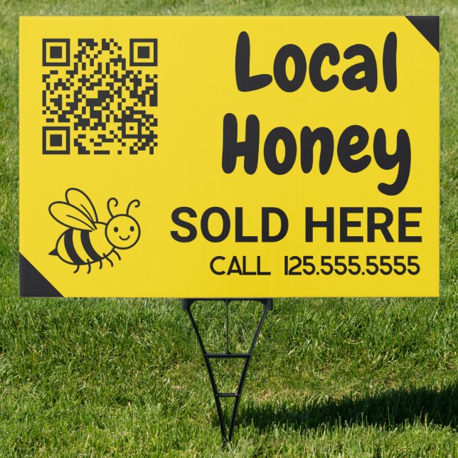 🌻 Local Honey For Sale Business Custom QR Sign (Insitu)