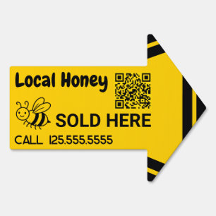 🌻 Local Honey For Sale Business Custom QR Sign