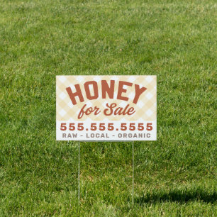 Local Honey Gingham For Sale Sign
