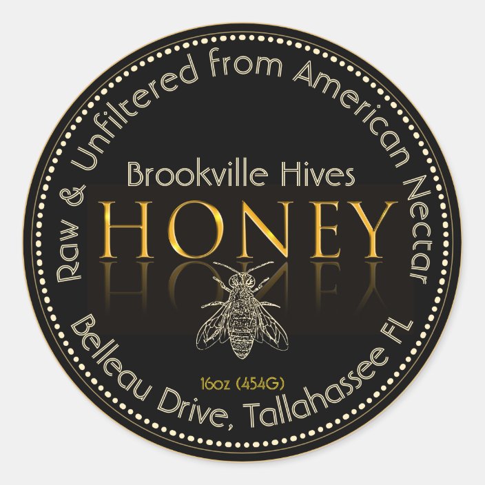 Local Honey Label Black and Gold with Bee | Zazzle.com