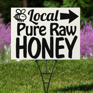 Local Honey with Arrow Sign