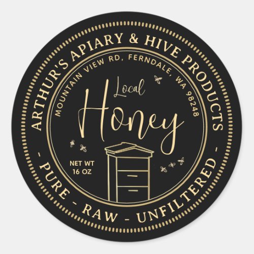 Local Honey with Hive  Bees Pure Raw Unfiltered Classic Round Sticker