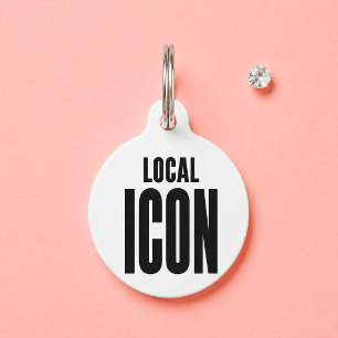 Local Icon Funny White Custom Name Dog Cat Pet ID Tag