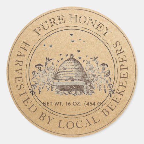 Local Kraft Vintage Skep Honey Jar Lid Label