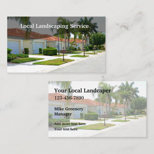 Local Landscaping Neighborhood Service Business Card (Front/Back)