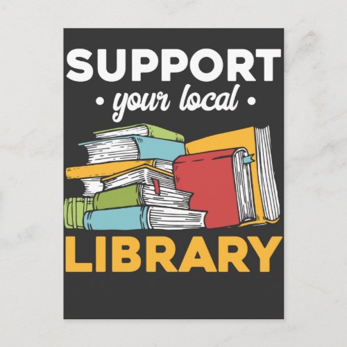 Local Library Support Book Reading Bookworm Postcard