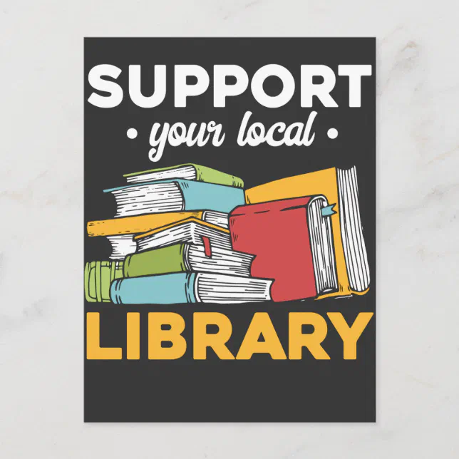 Local Library Support Book Reading Bookworm Postcard | Zazzle