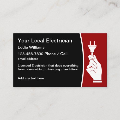 Local Licensed Electrician Business Cards