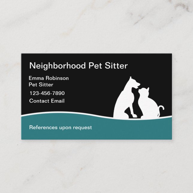 Local Neighborhood Pet Sitter Business Cards (Front)