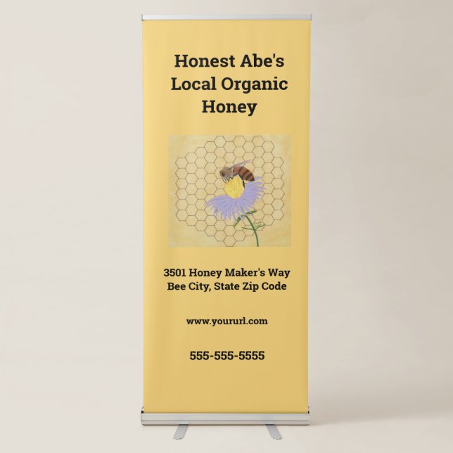 Local Organic Honey Business Banner with Bee (Front)