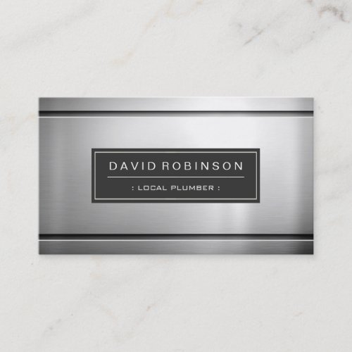 Local Plumber _ Premium Silver Metal Business Card