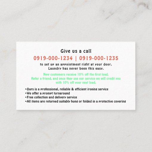 Local Professional Ironing Service Business Card Zazzle