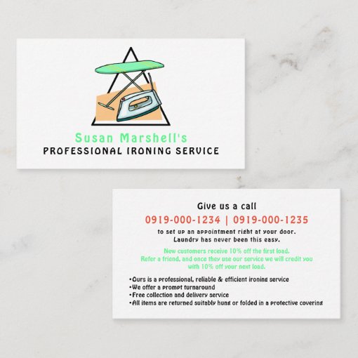Local Professional Ironing Service Business Card Zazzle