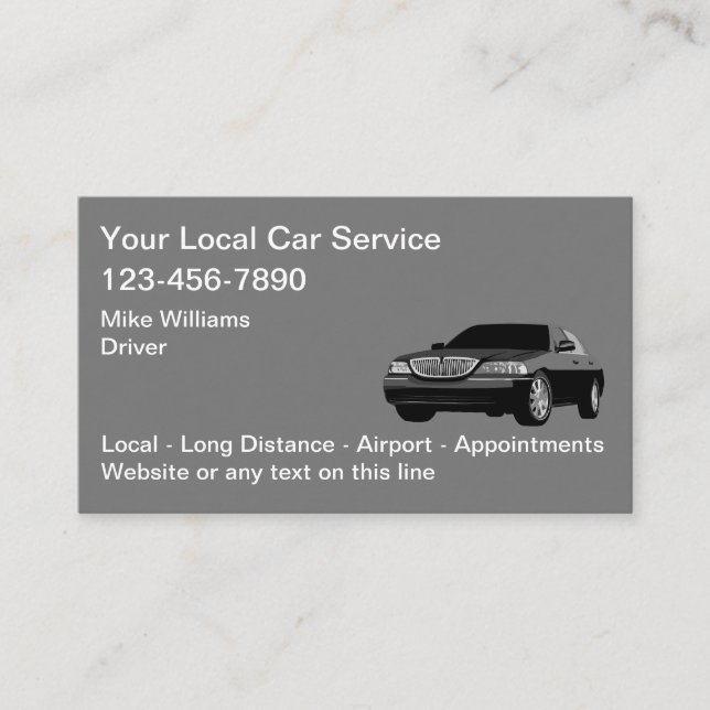 Local Ride Hailing Car Service Taxi Driver Business Card (Front)