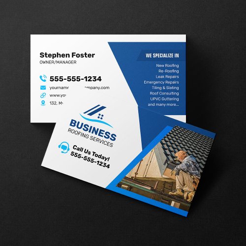 Local Roofing Repair Re_Roofing Gutter Service Business Card