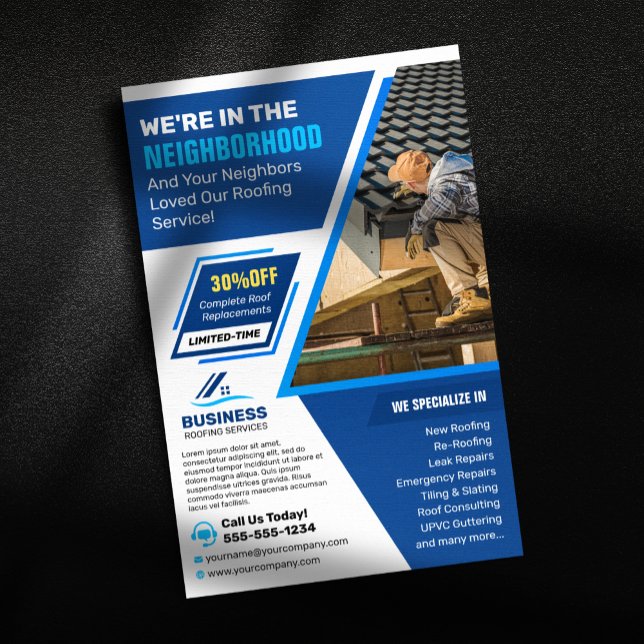 Local Roofing Repair, Re-Roofing, Gutter Service Flyer (Creator Uploaded)