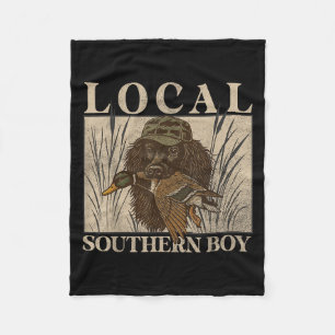 Local Southern Boy Duck Hunting Black Lab Outdoor Fleece Blanket