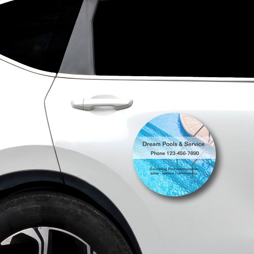 Local Swimming Pool Service Round Car Magnets