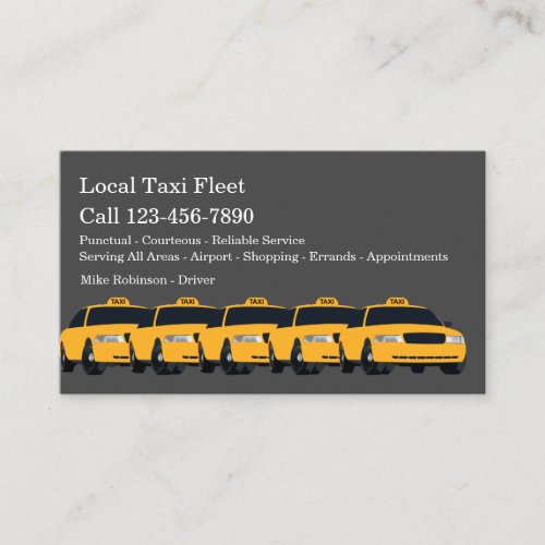 Local Taxicab Fleet Cab Driver Business Card