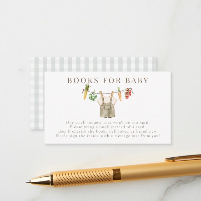 Locally Glow Farmers Market Books For Baby Shower Enclosure Card (Front/Back In Situ)