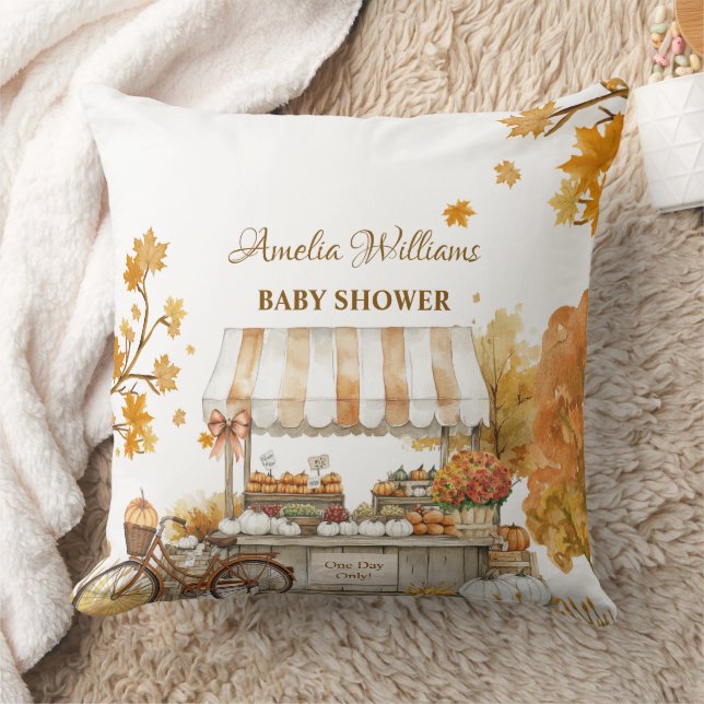 Locally Grown Autumn Farmers Market Baby Shower Throw Pillow (Blanket)