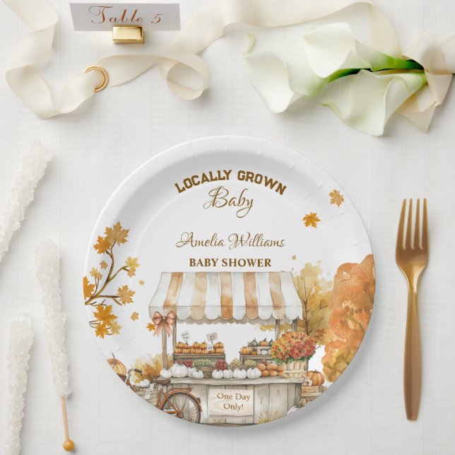 Locally Grown Baby Autumn Farmers Market Paper Plates (Wedding)