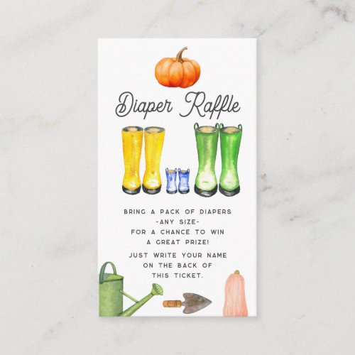 Locally Grown Baby Blue Boots Fall Diaper Raffle Enclosure Card