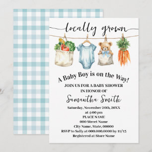 Locally Grown Baby Boy on the Way Baby Shower Invitation