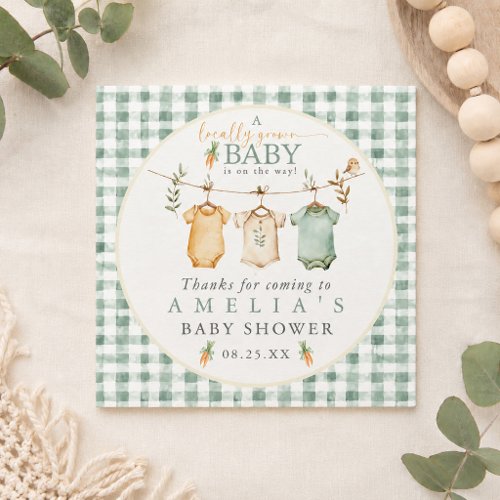 Locally Grown Baby Clothesline Baby Shower Napkins