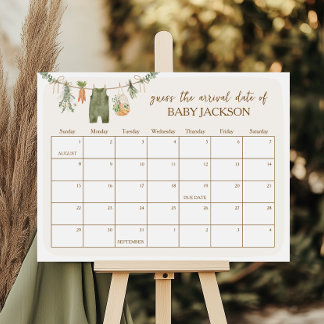 Locally Grown Baby Due Date Calendar Game Sign
