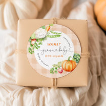 Locally grown baby fall Pumpkin farm baby shower Classic Round Sticker