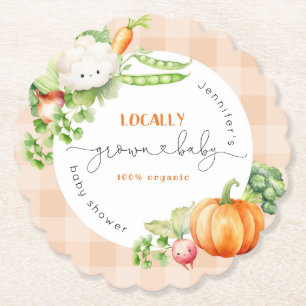 Locally grown baby fall Pumpkin farm baby shower Paper Coaster