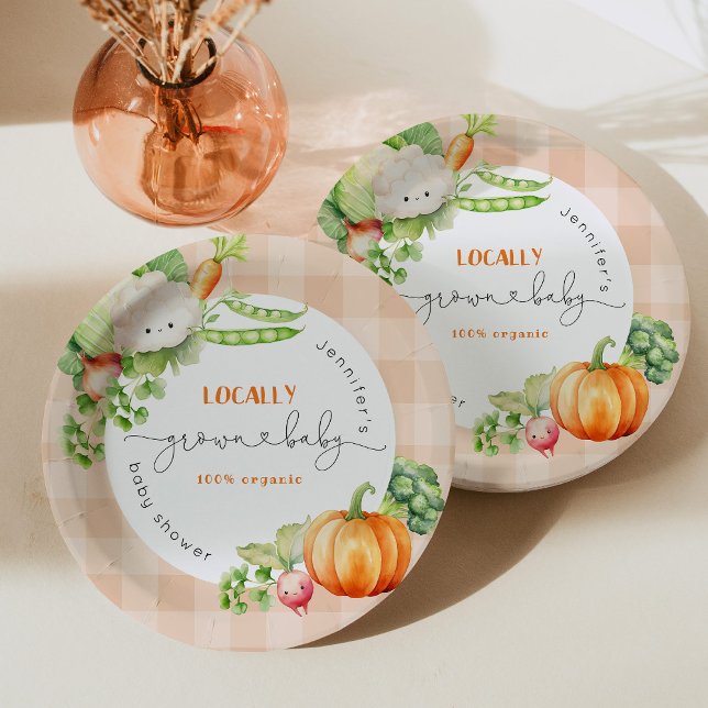 Locally grown baby fall Pumpkin farm baby shower Paper Plates (Creator Uploaded)