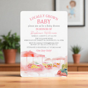 Locally Grown Baby Farmers Market Baby Girl shower Invitation