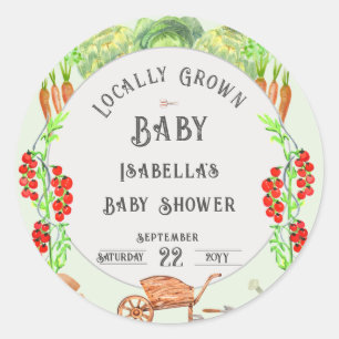 Locally Grown Baby , Farmer's Market Baby Shower Classic Round Sticker
