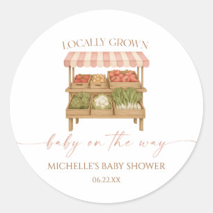 Locally Grown Baby Farmer's Market Baby Shower Classic Round Sticker
