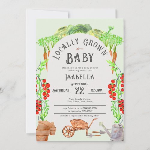 Locally Grown Baby  Farmers Market  Baby Shower  Invitation