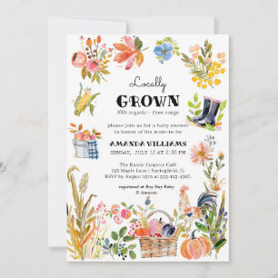 Locally Grown Baby Farmer's Market Baby Shower Invitation